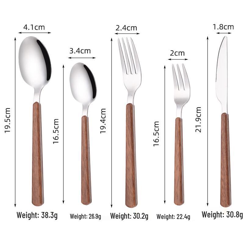 

Ruhan 5-Piece Silver & Wood Grain Cutlery Set