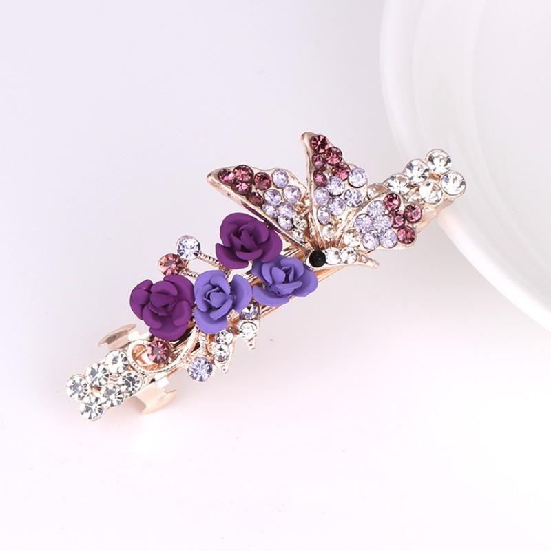 Fashionable Bow Hair Clip, Women's Pearl Flower Crystal Hairpin, Spring Clip Hair Accessory