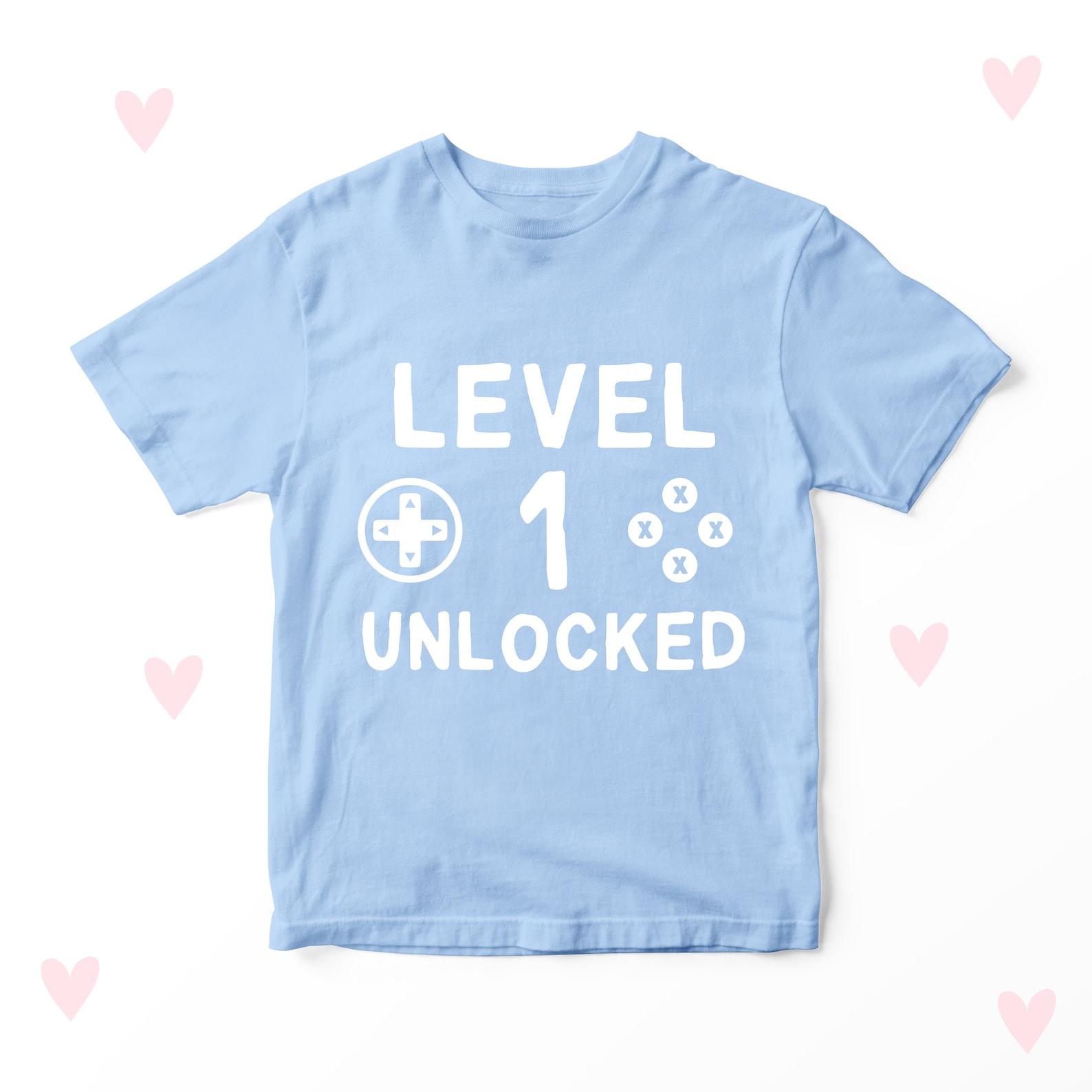 Level 1 Unlocked Baby T-shirt 1st Birthday Girls Boys Gamer 100