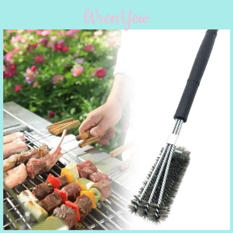 Stainless Steel Bbq Brush With Three Heads For Grill Cleaning And Maintenance