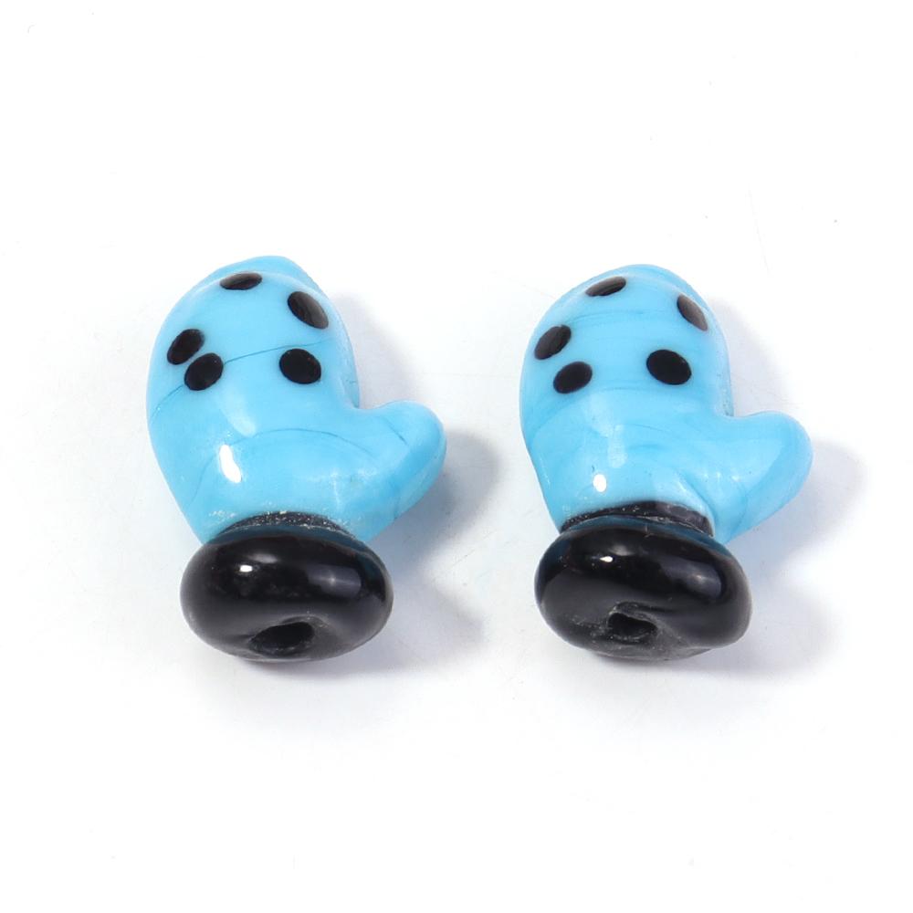 2pcs Christmas Lampwork Beads Cute Glove Snowman Glass Loose Beads For Jewelry Making DIY Bracelet Keychain Chrismas Gifts Decor