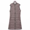 Womens Lightweight Duck Down Vest No Collar Round Neck Inner Wear Mid-Length Plus Size Urban Chic