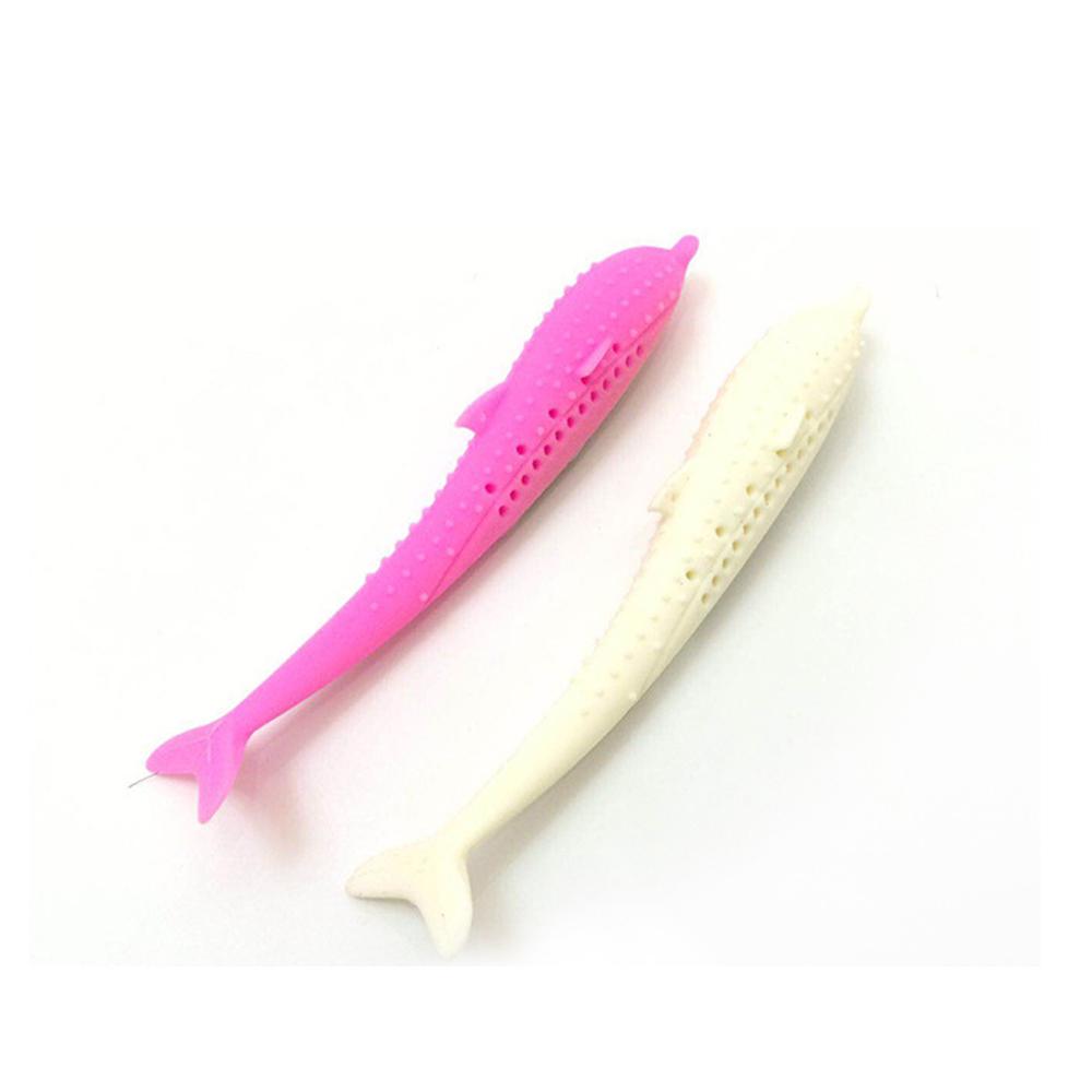 Cat Catnip Toys Fish Shape Toothbrush with Catnip Silicone Molar Stick Teeth Cleaning Playing Chew Toy Pet Supplies
