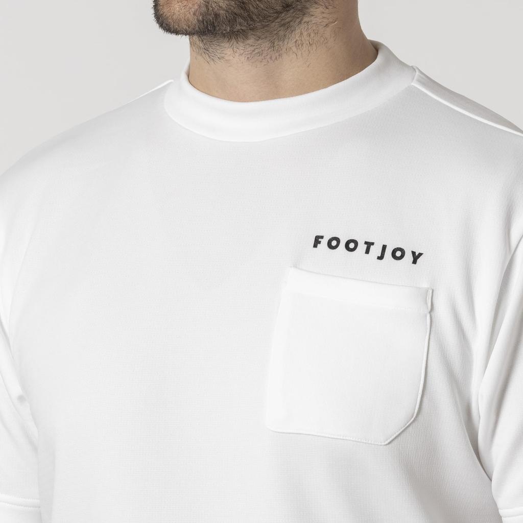 FootJoy Men's Heavyweight Short Sleeve Mock Neck Shirt, White, Size M (FJ-F24-S05, 32163-M)