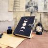 Moon Eclipse Leather Notebook , Celestial Sketchbook , Writing Travel Journal , Ideal Gift for Him | Her , 200 Deckle Edge Handmade Pages