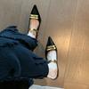 Thick Heel Golden Women Mary Jane Shoes Fashion Pointed Toe Shoes 2025 Spring Ladies Elegant Dancing Party Prom Shoes