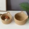 1Pc Adorable Cat Ear Decorative Storage Basket - Durable Cotton Woven Desk Organizer For Stationery, Sundries