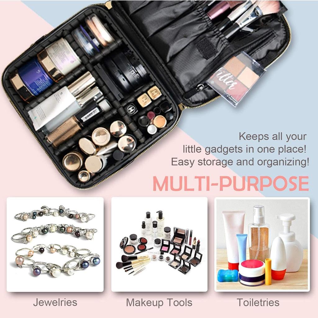 Makeup Train Case Schminktasche Kosmetikkoffer mit verstellbaren Trennwänden für Kosmetika Make-up-Pinsel Rosa Reise-Make-up-Koffer