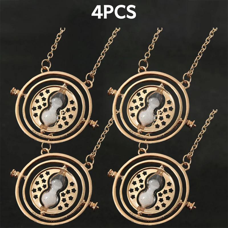 1-10Pcs Harried Time Necklace Timer Hourglass 360 Rotatable Potters Cosplay Props Astronomical Time Converter Magic School Gift