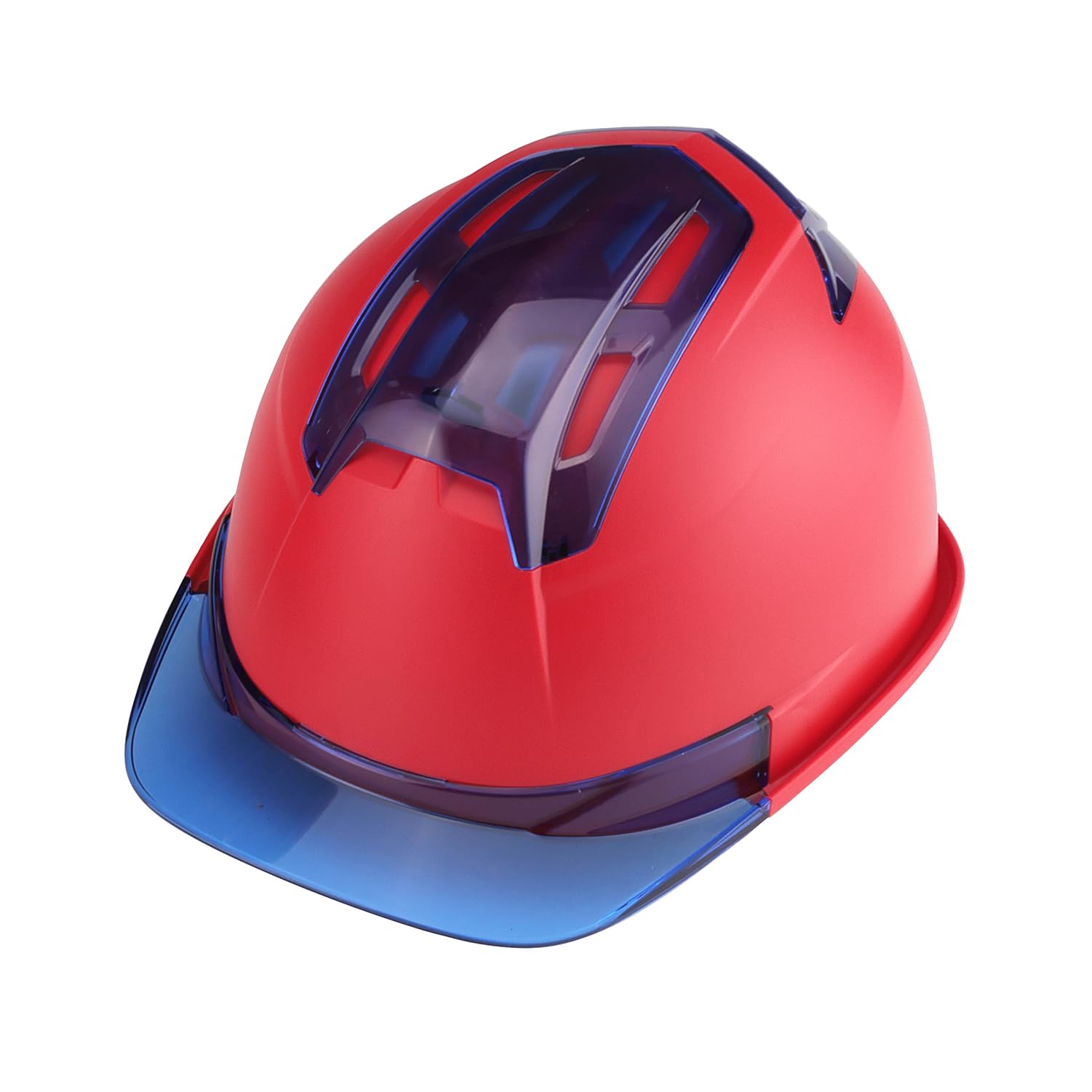 

TOYO SAFETY Matte Helmet Venti EM Red with Blue Visor and Vents No.396FEM-BuRD