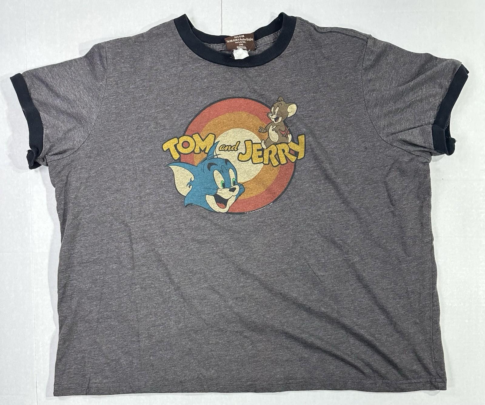 Винтажная футболка Ringer Tom & Jerry 2004 года от Junk Food, сделано в США, Hanna Barbera, унисекс L