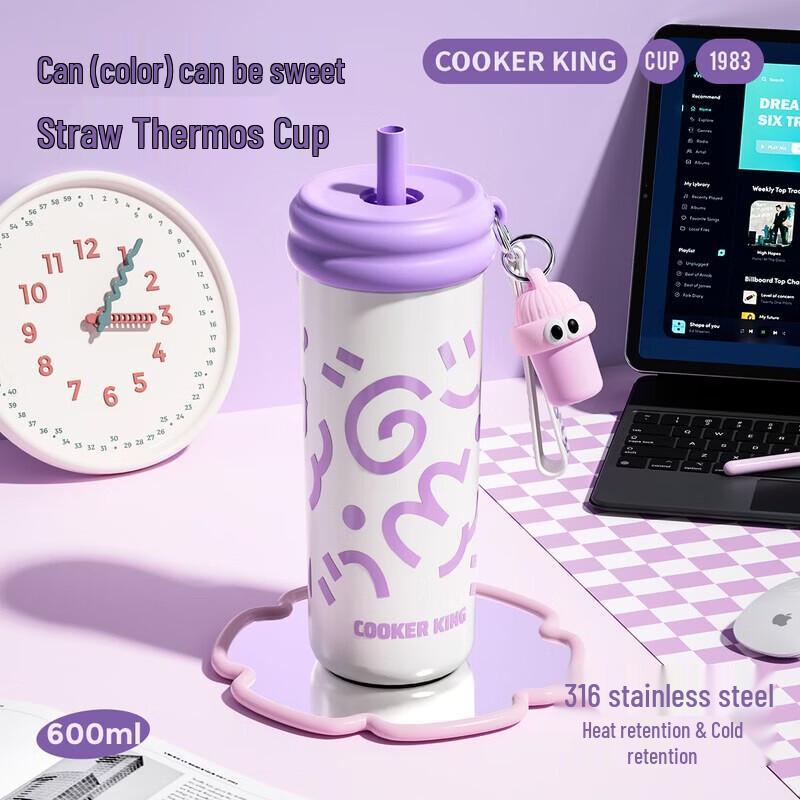 Cooker King 316SS Insulated Tea Separation Bottle with Straw