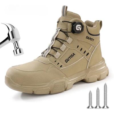 Chaussures de sécurité pour hommes Mode Chaussures de travail Anti-écrasement Anti-perforation Chaussures de sécurité à embout d'acier Hautes Imperméables Antidérapantes Légères Souples Bottines
