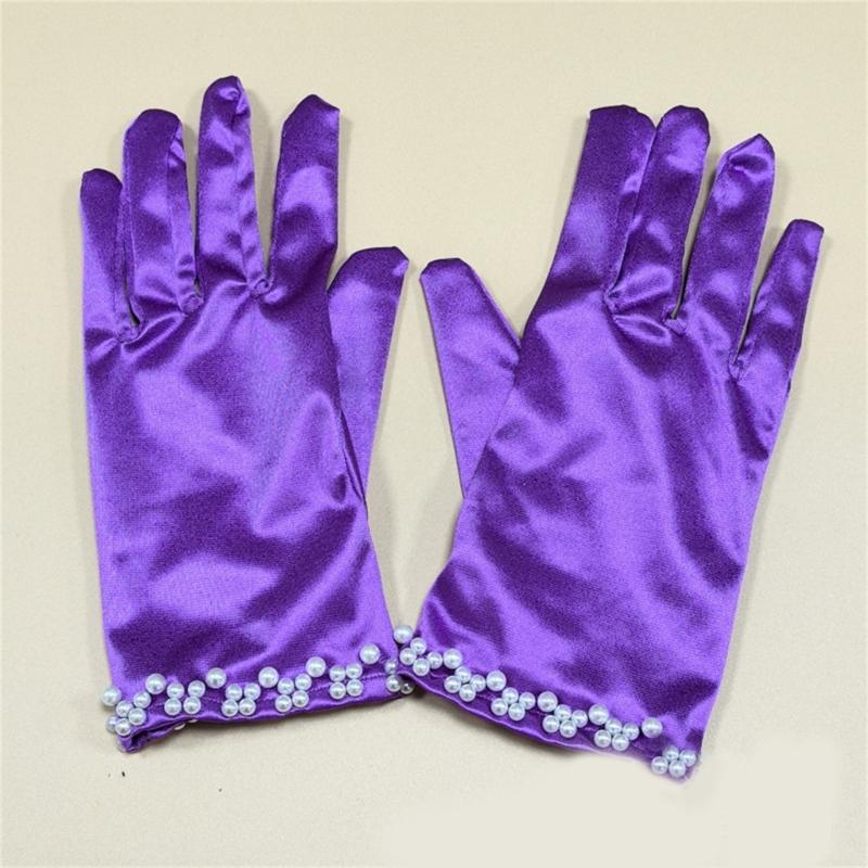 Short Gloves with Beaded Cuffs Bachelorette Party Stage Performances Handwear