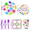 Graffiti-Themed Party Supplies Slime Party Decoration Banner Pull Flag Disposable Tableware Paper Plates Tissue
