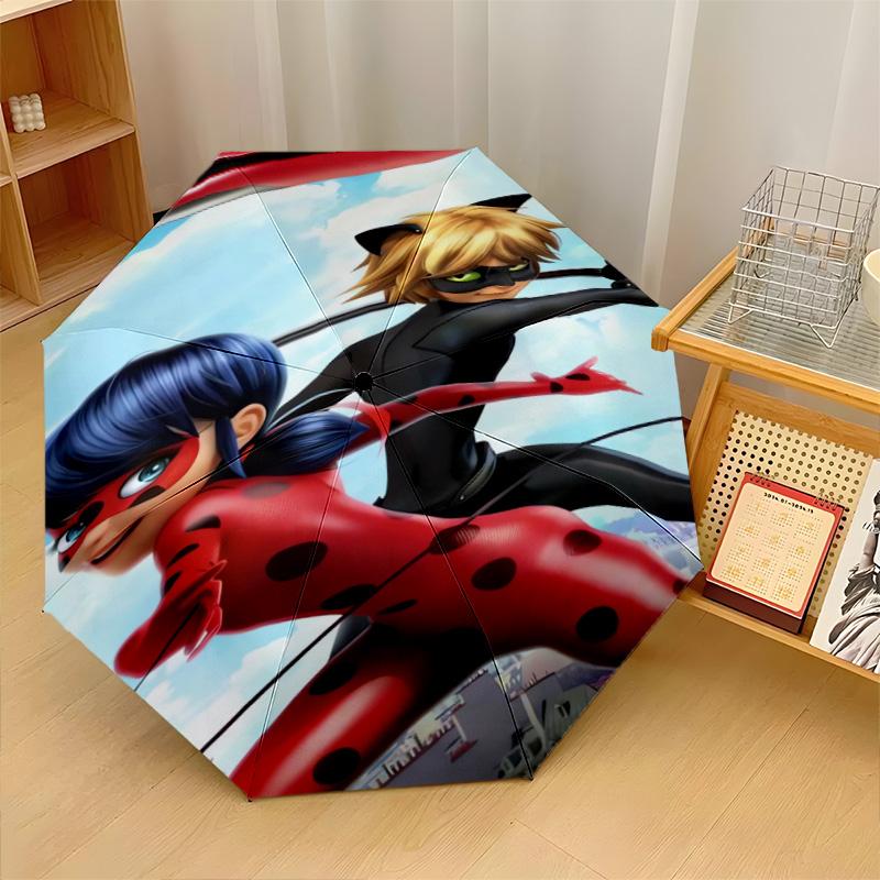 Miraculous Ladybug Print 8?Ribben Automatische Paraplu Windbestendig Lichtgewicht Opvouwbare Paraplu Voor Buitenreizen