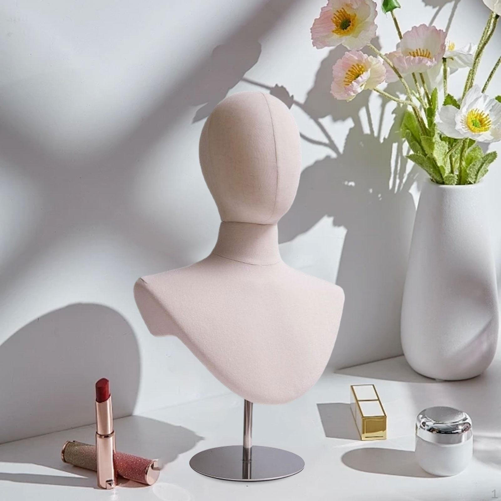 

Display Stand Mannequin Head Practical Metal Base Decorative Desktop Manikin Hat Rack for Scarf Silver Base