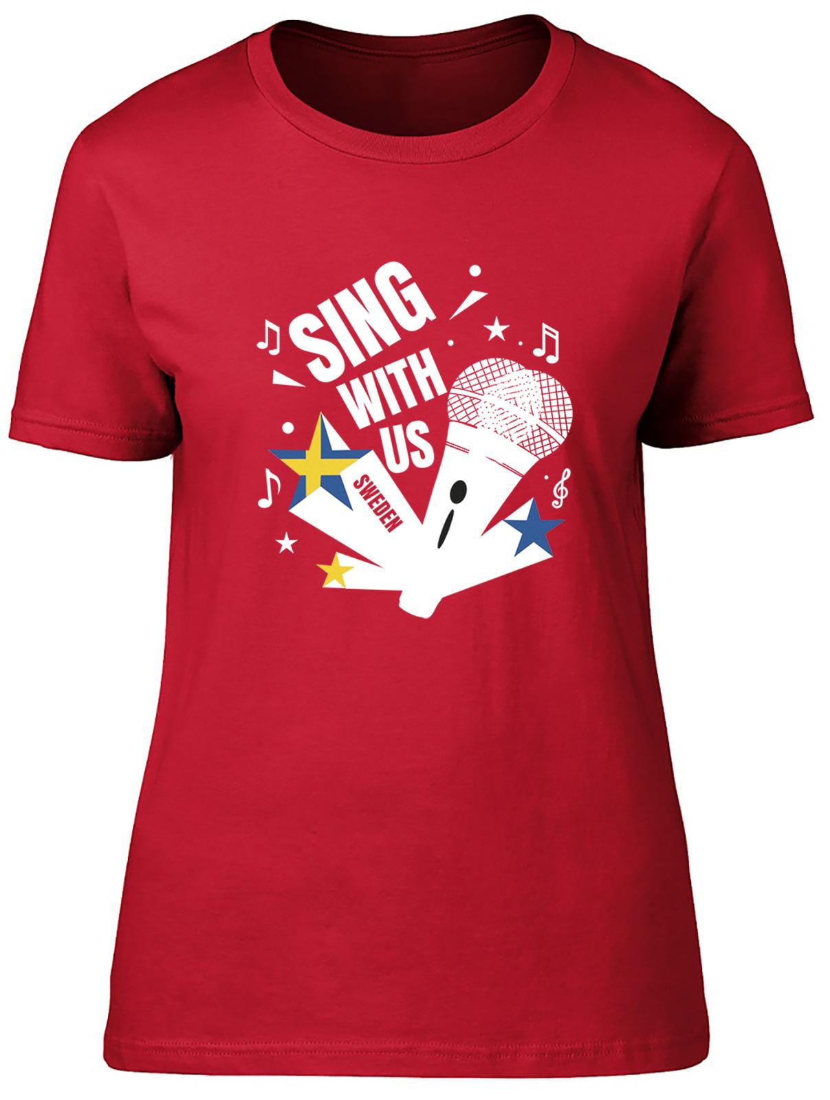Sweden Music Unisexs TShirt Sing with us Ladies Gift Tee 2XL