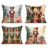 Christmas Nutcracker Cushions Pillowcase Polyester Cushion Cover Throw Pillow Sofa Decoration Pillowcover Home Decor