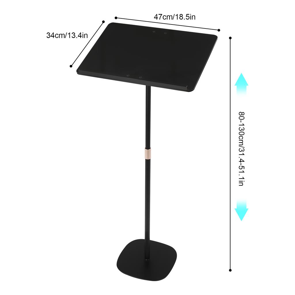 Black Conference Presentation Stand, Portable Presentation Standing for Classroom, Height Adjustable Desk for Classroom Church
