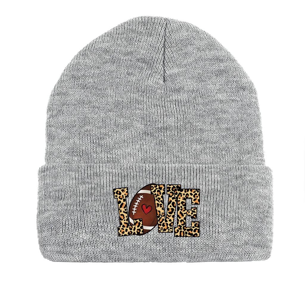 LOVE" Football Warm Knitted Hat Beanie, Skull Cap Warm Windproof Leisure Headwear Knitted Cap Beanie