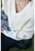 2024 Autumn/Winter Women's V-Neck Pure Wool Sweater - Loose Fit, Versatile, Slimming Knit Top
