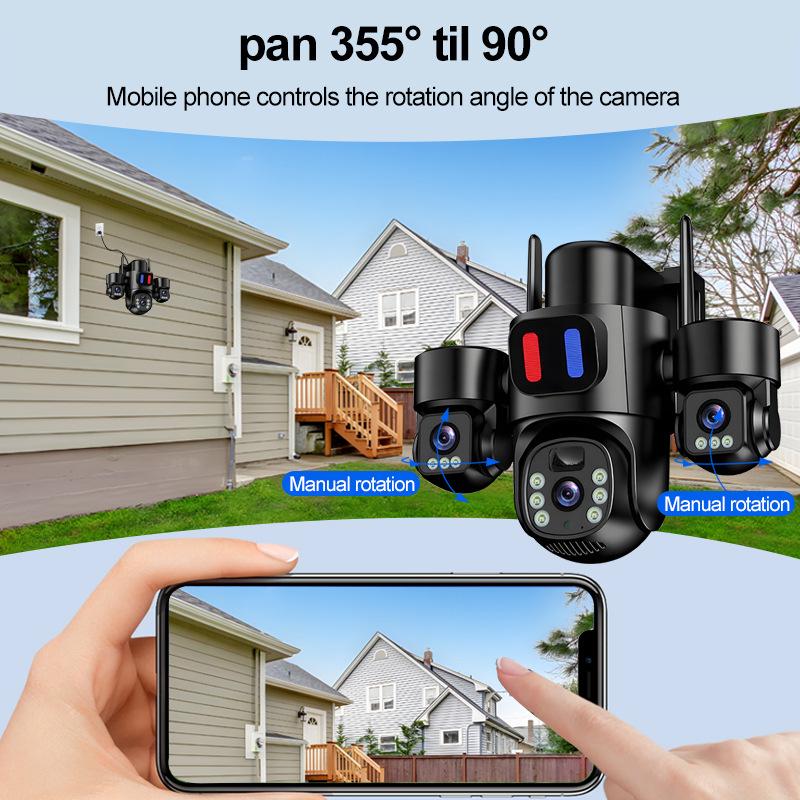 5G Dual-Band WiFi Ultra-Clear Outdoor Camera with 6MP Triple-Lens and 4G Alarm Monitor
