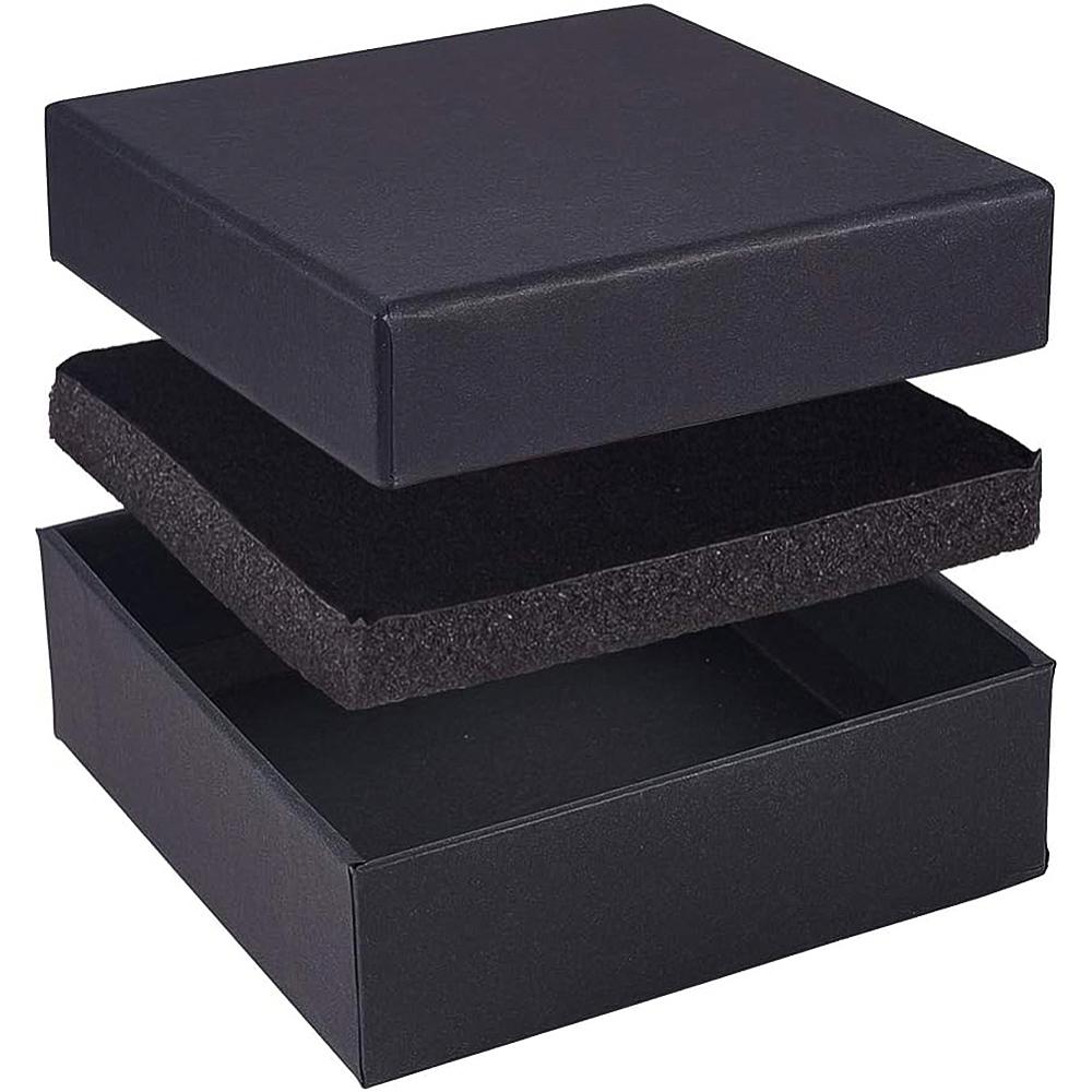8pcs Kraft Paper Jewelry Boxes with Sponge Square Black 12x12x4.2cm