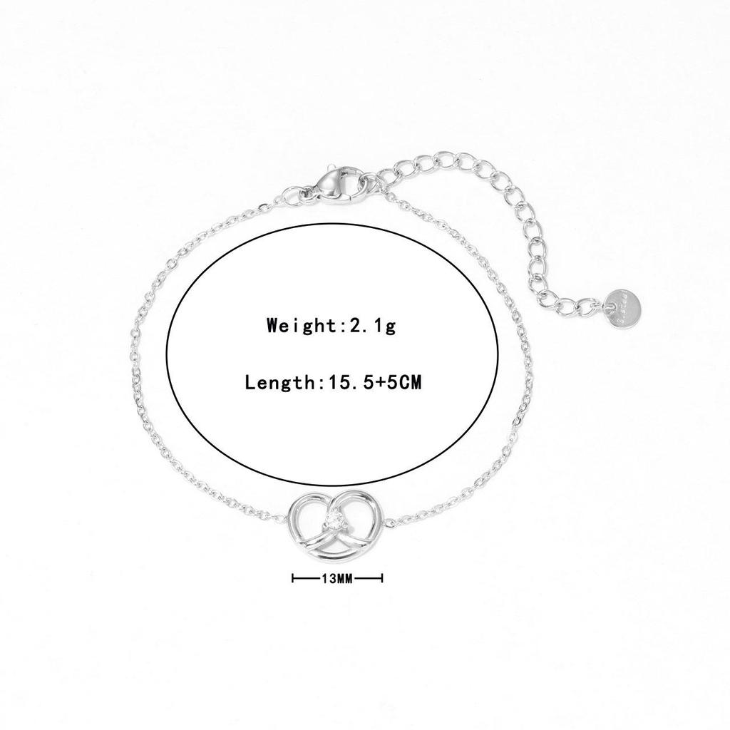 Fashion Charm Bracelet Gold Plated Stainless Steel with Heart and Zircon High Quality Jewelry Unisex Gift