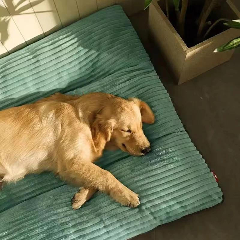 Gemütliches Winter-Hundebett - Kord-Schlafmatte für kleine, mittelgroße und große Hunde | Weiche, warme Haustiermatte mit abnehmbarem Bezug