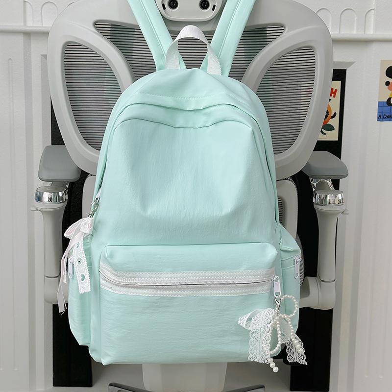 New Schoolbag Fresh and Sweet Japanese Style INS Niche Solid Color Large Capacity Backpack for Middle and High School Students with Bow Knots
