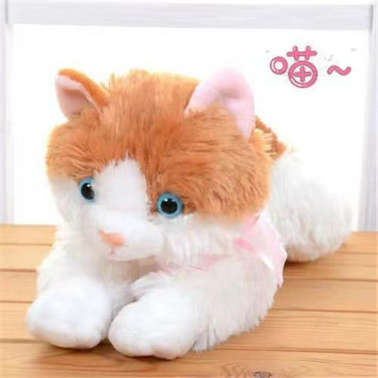 Realistic Meowing Musical Cat Plush Toy - Lying Kitten Doll Birthday Gift