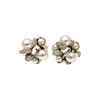 Silver Needle Vintage-Style Geometric Flower Pearl Earrings with Diamonds - Luxurious and Fashionable Ear Studs