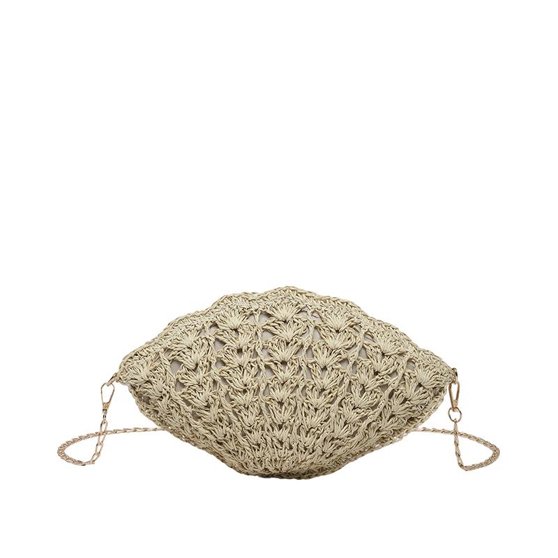 

Summer Shell Shape Solid Straw Chains Youth Crossbody Bags for Women Vacation Holiday Handmade Crochet Woven Beach Shoulder Bag білий