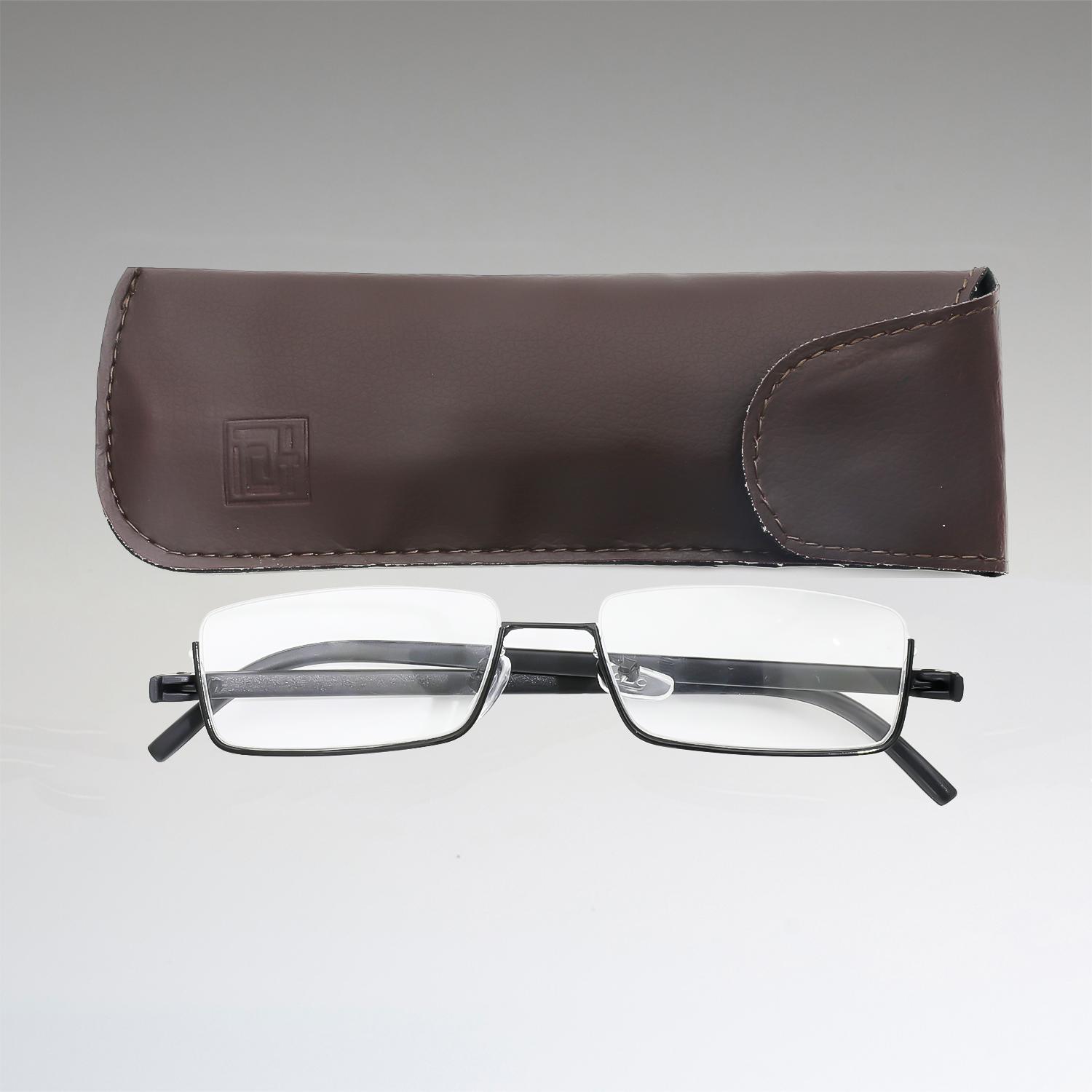 

Fashion Reading Glasses Free Case As a Gift Ultra Narrow And Lightweight Semi-Rimless Design Metal Frame 3