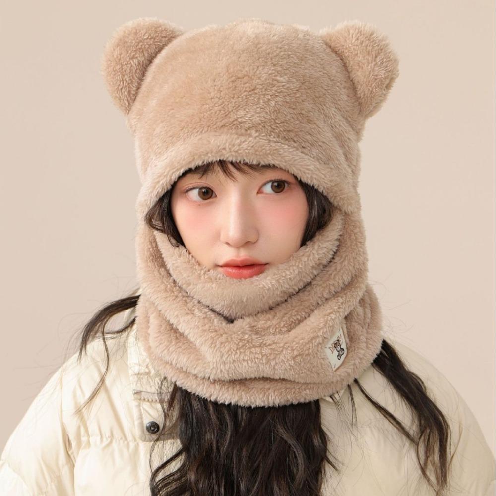 Plush Hat Scarf Cute Bear Pullover Hat New Warm Fluffy Hat Winter