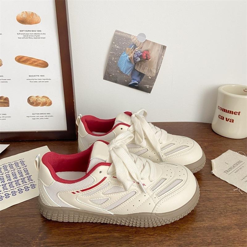 Fashion Autumn new sports shoes women's fashion round head net cloth breathable front lacing soft sole non-slip single shoes