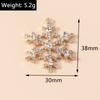 Leslie 5pcs 30*38mm Exquisite Gold Color Christmas Crystal Snowflake Charms for Jewelry Making Women Necklace Earrings DIY Craft