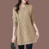 Women's Mid-length Sweater Loose Korean Style Large Size Pullover Outer Wear Pure Color Casual Long-sleeved Knitted Shirt