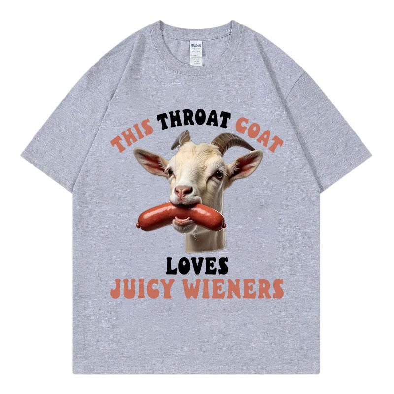Questa Capra della Gola Ama Salsicce Succose Divertente Meme Maglietta Uomo Donna Moda Streetwear T-shirt Estiva Casual Ampia T-shirt