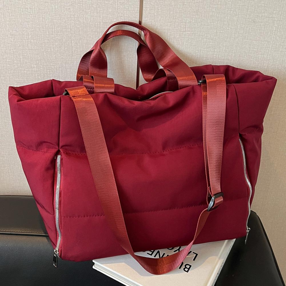 Women Puffer Tote Handbag Large Capacity Casual Padded Bag Solid Color Quilted Top Handle Bag Ladies Commute Bag