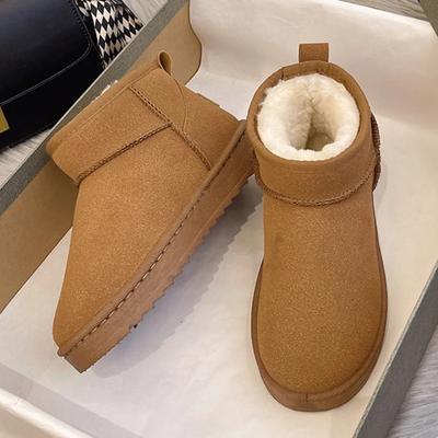 Fashion Winter Snow Boots Thick Bottom Warm Snow Boots for Women Unisex Flat Short-tube Cotton Shoes Men's Plus Velvet Thick Warm Botas
