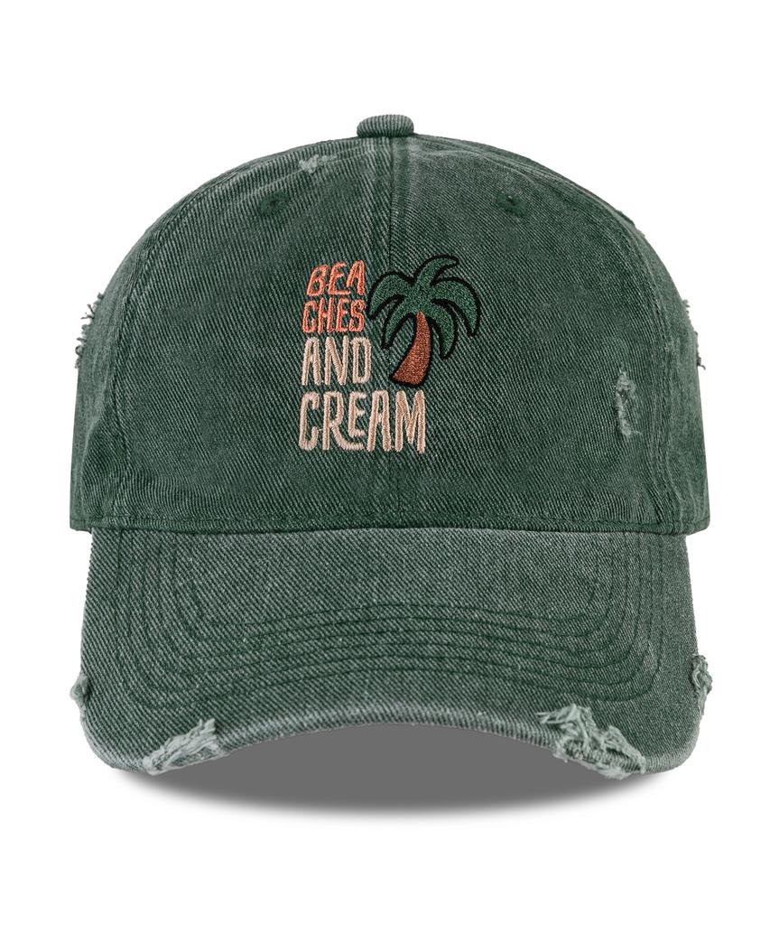Bichiseuaenkeulim Palm Tree Pigment Damage Ball Cap-Green