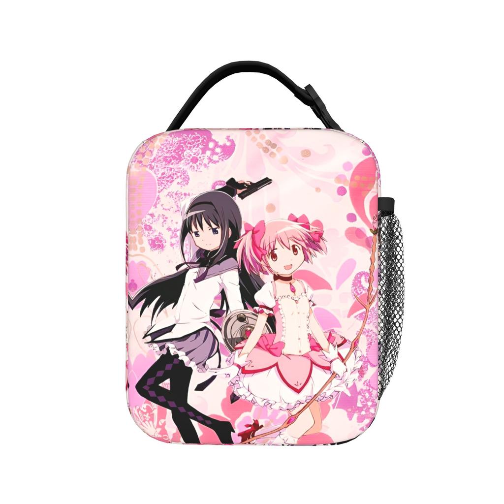 Anime Puella Magi Madoka Magica Insulated Lunch Bag Thermal Bag Reusable,Meal Container Comic Large Tote Lunch Box Food Handbags