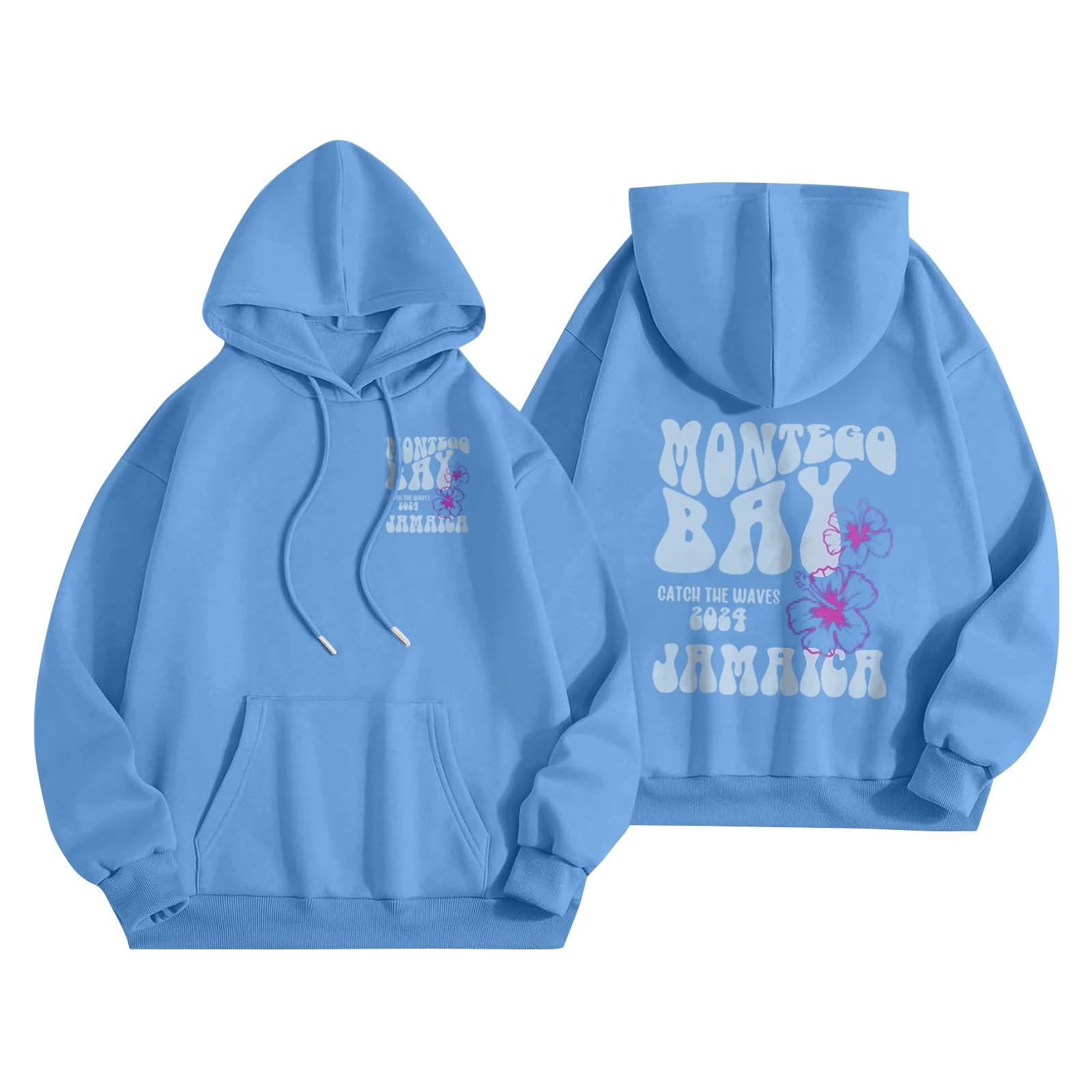 

Толстовки для девочек-подростков с длинным рукавом и принтом букв, повседневные графические толстовки с капюшоном, пуловер с завязками, симпатичная толстовка большого размера XL небесно-голубой