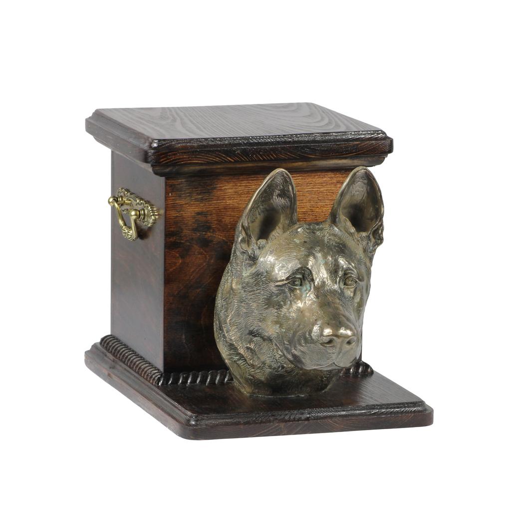 German Shepherd Dog, Alsatian Wolf Dog - Urn for Dog Ashes with a Statuette, Elegant Urn for a Dog, Unique Urn with a Bust of a Dog by Art-Dog Brand