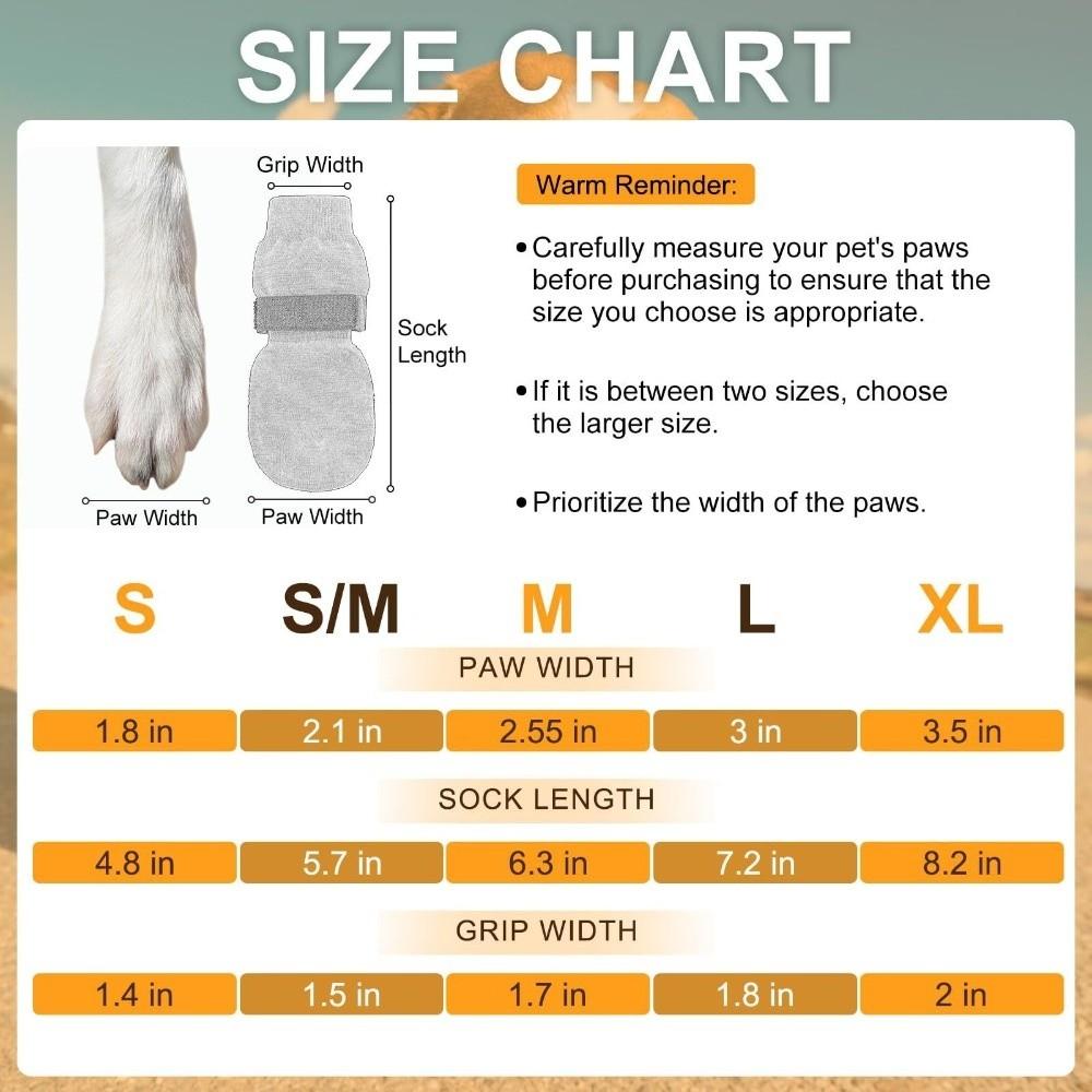 4pcs/lot Paw Protection Pet Dog Socks Adjustable Puppy Sock Dog Foot Covers  Small Medium Large Dogs