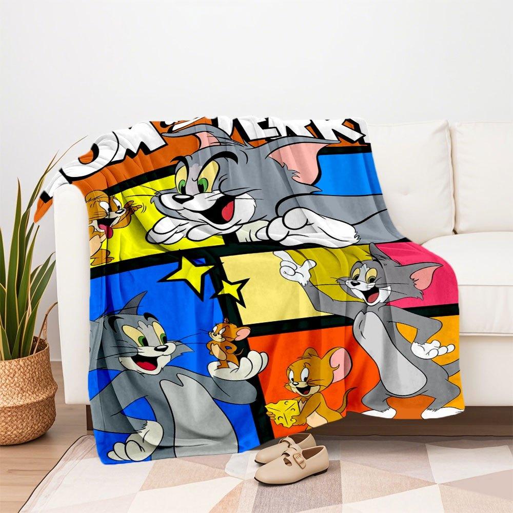 Tom and Jerry Poster Kids Room Decor Wall Art PrintBlanket Flannel Throw Blanket for Sofa, Bed, Travel, Camping, Office