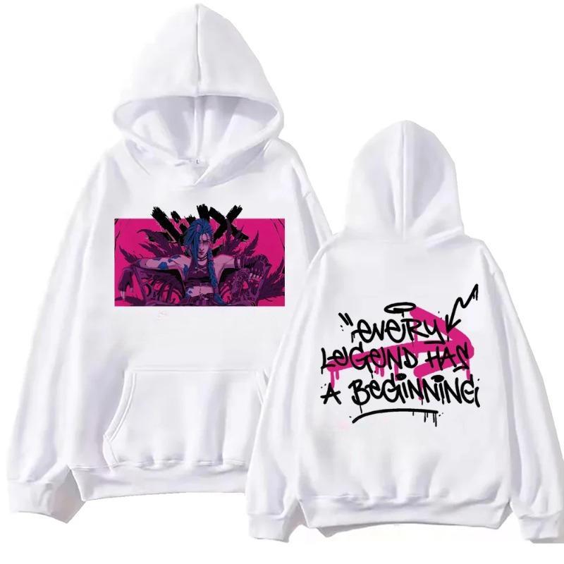 Hot Anime Arcane-Jinx Bluza z kapturem Harajuku Bluzy z kapturem Bluzy męskie i damskie Bluzy z kapturem Prezenty dla fanów Bluzy z kapturem i swetry Unisex