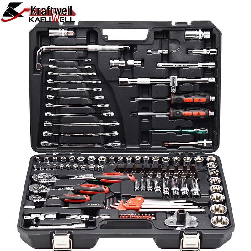 Kraftwele 125-Piece Chrome Vanadium Steel Ratchet Socket Wrench Set